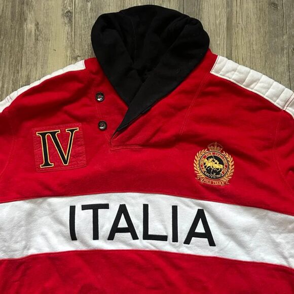 Vintage Polo Ralph Lauren Snow Polo Challenge Cup Italia Shawl Sweater Sz XXL - Picture 2 of 4
